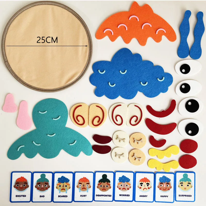 Children's DIY Emotion Stickers Early Education Emotion Expression Learning Game Felt Face Toys