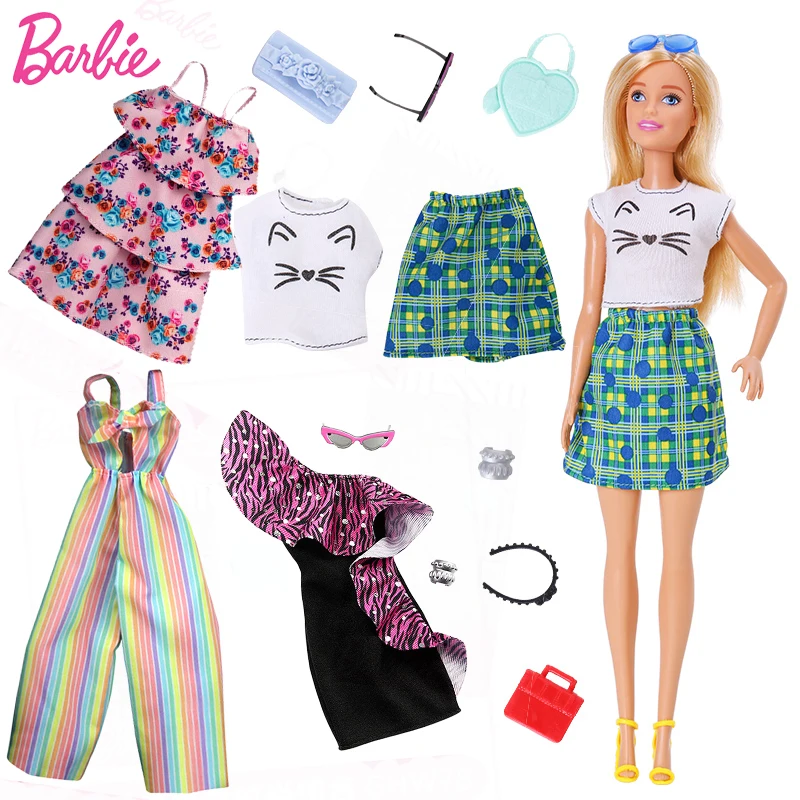 Barbie Original Mix Dolls Fashion Clothe Outfits dress elega Doll Shoes Set Toys For Girls Children Accessories Play House Party kawaii barbie coin purse pink heart shape silicone wallet bags accessories shoulder strap kids girls toys for children gift