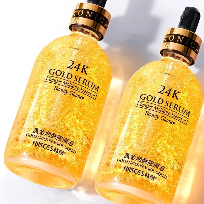 24K Gold Nicotinamide Face Serum Anti Aging Essence Shrink Pores Moisturizing Whitening Hyaluronic Smooth Wrinkle Skin Care