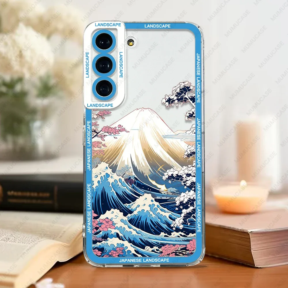 thumbnail image 1 of Case For Samsung Galaxy S24 S20 S21 FE S22 S23 Ultra A32 A33 A50 A52 A53 A73 A54 A14 Soft Cover Japanese Landscape Waves, 1 of 5