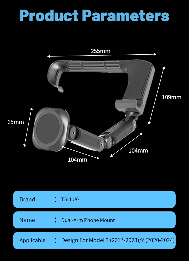   Entwickelt für Tesla Model 3/Y, faltbare, kabellose, magnetische Auto-Handyhalterung für alle Handys, nicht kompatibel mit Model Y Juniper. – Detail 6