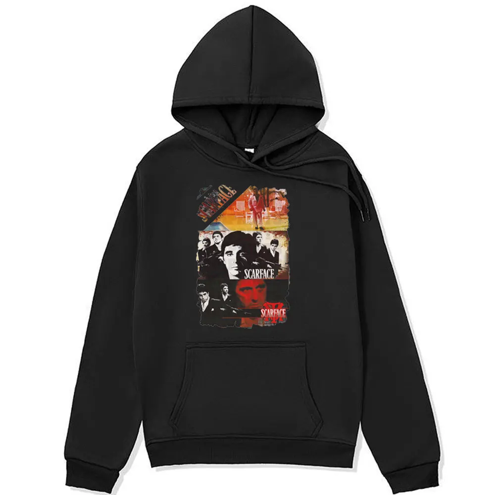 Vintage Scarface Movie Al Pacino As Tony Montana Graphic Print Hoodie Men Women's Rock Oversized Classic Sweatshirts Pullover