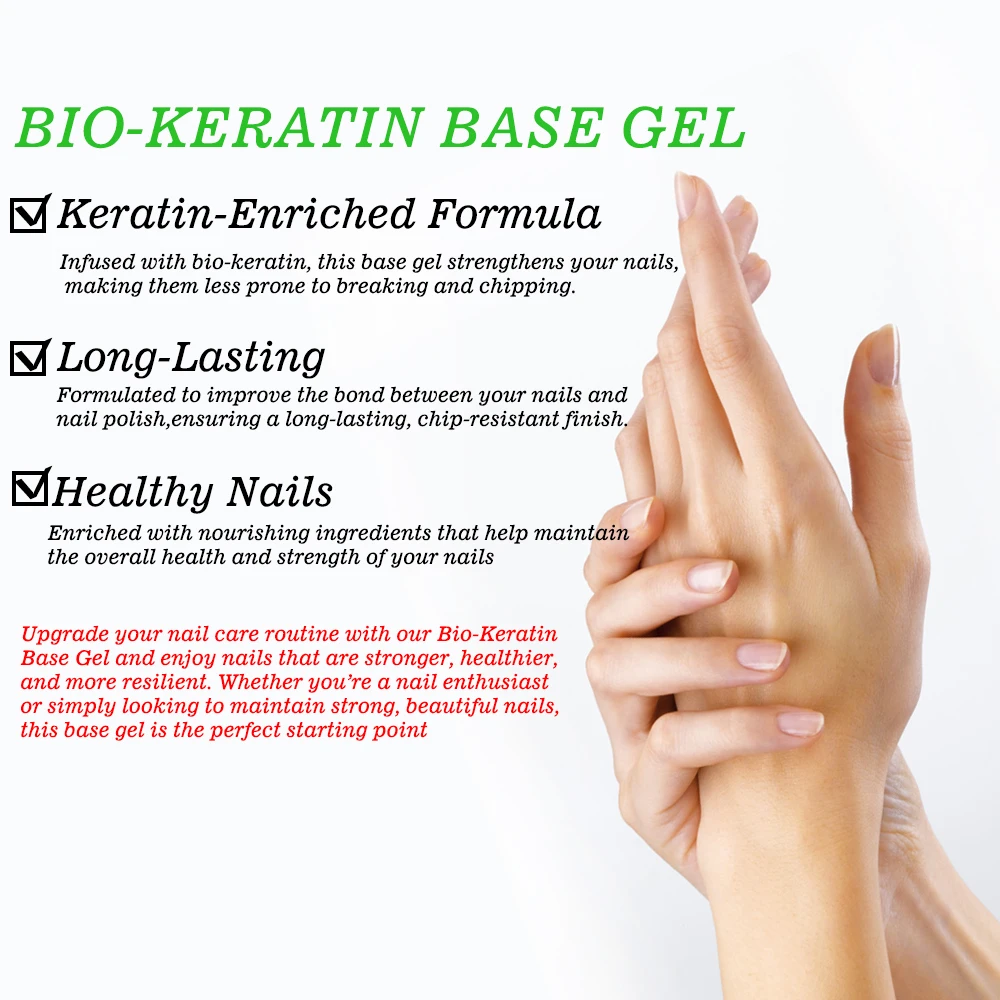 Bio-Keratin Formula Rubber Base Coat Gel Nail Polish Manicure Repair Foundation Gel Top No Wipe Semi Permanent UV Finish