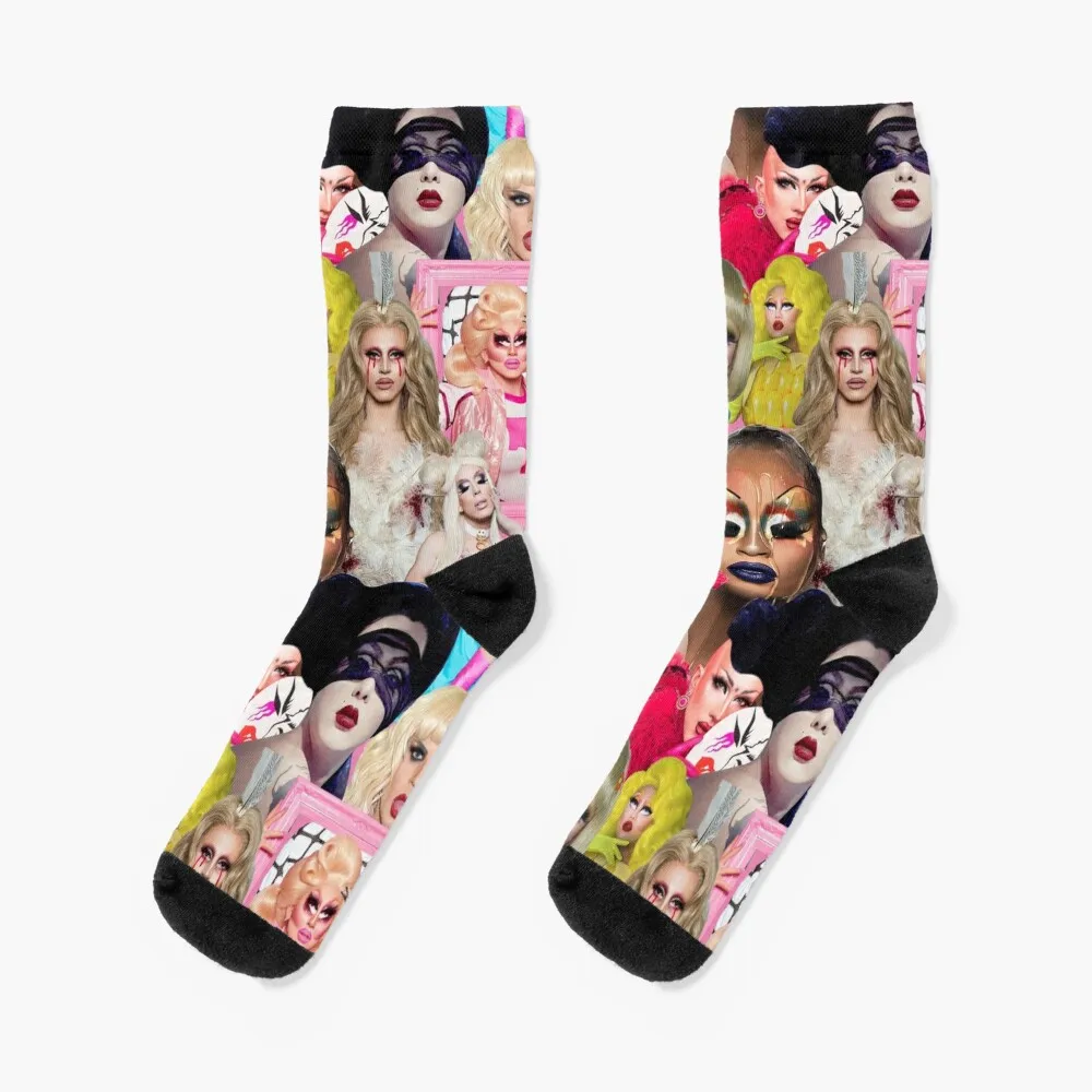

rupaul drag race collage Socks Rugby floral Designer Man Socks Women's