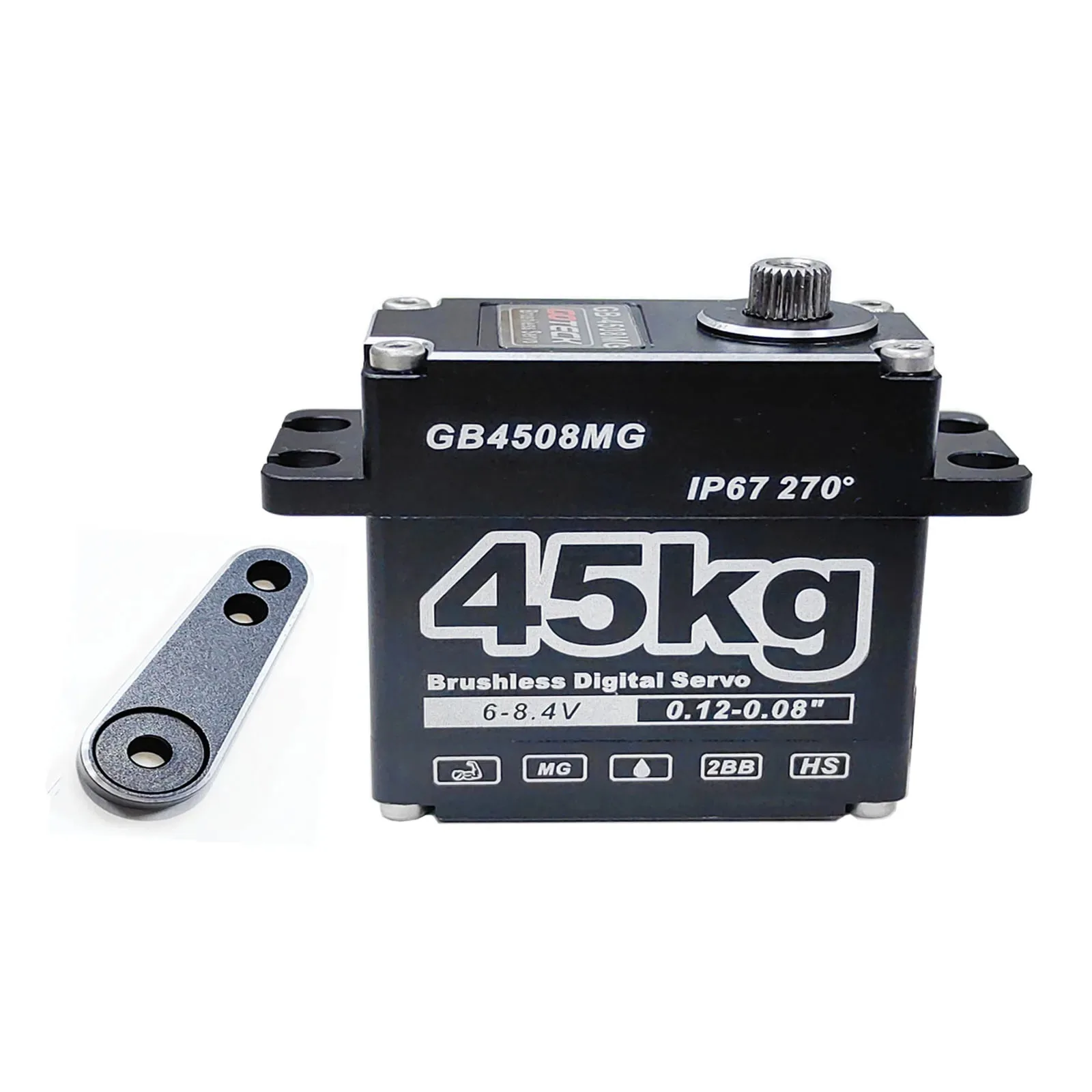 GOTECK 45KG Brushless Digital Servo,8.4V Metal Gear Digital servo,Waterproof Steering Servo for 1/8 1/10 RC Crawler Car Robot 4
