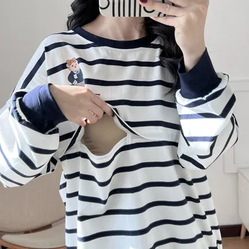 Plus Size Loose Maternity Clothes Nursing Hoodie Spring and Fall Comfortable Lactation Breastfeeding Top for Pregnant Women