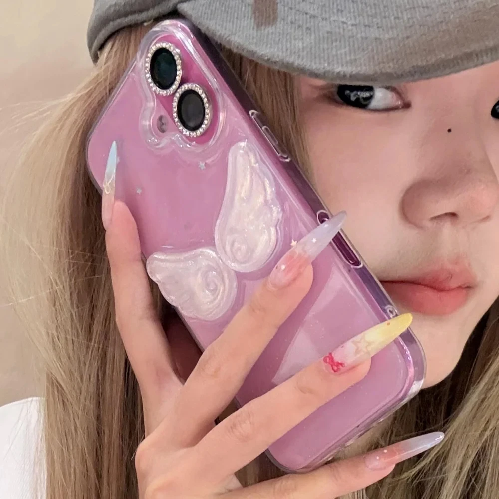 Korean INS Cute Glitter Shiny Angel Wings Phone Case For iPhone 17 thumbnail 3