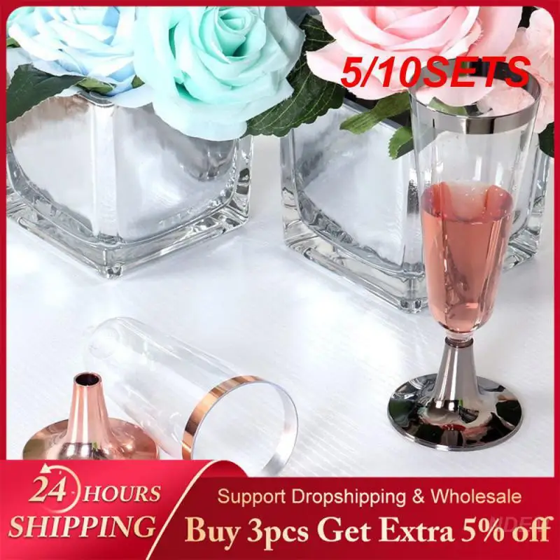 

5/10SETS Bar Drink Cup Convenient And Hygienic Bar Disposable Champagne Flutes For Wedding Party Supplies Plastic Goblet