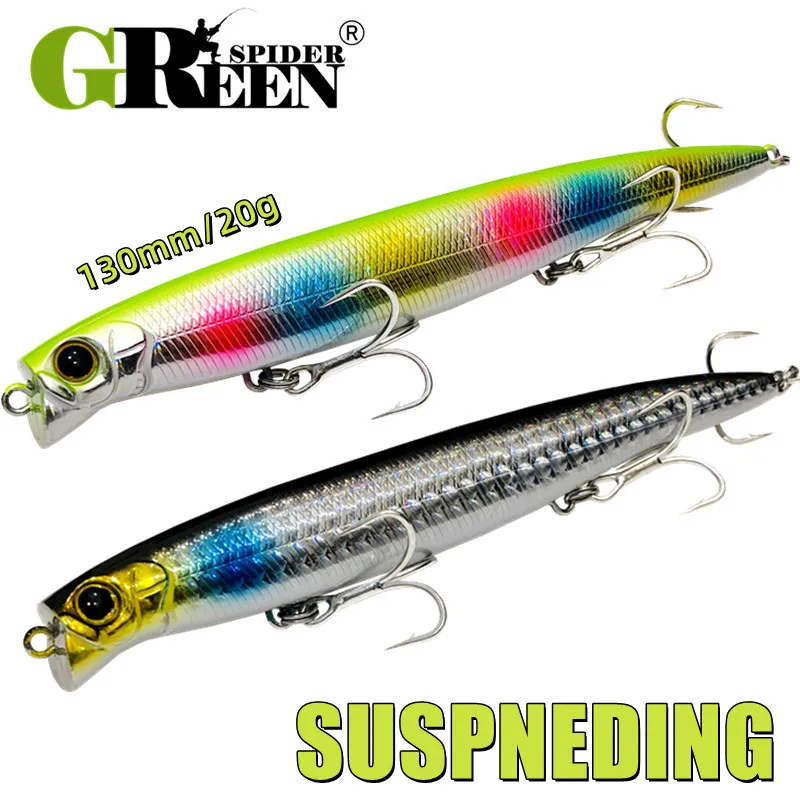 GREENSPIDERSuspendLongcastJerkbaitFishingLure130mm20GOffShore