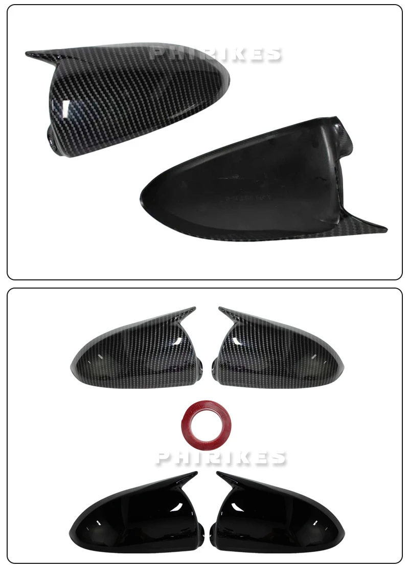 Für Mercedes Benz Smart Fortwo W451 2008-2014 Auto Seite Rückspiegel Abdeckung Glänzend Schwarz/Carbon Look rückansicht Fall Trim – Detail 7