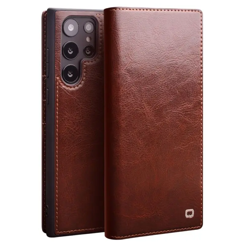 

Qialino Genuine Leather Phone Cases For Samsung S23 S22 S21 + Plus Ultra 5g Business Style Fashion Luxury With Card Slots Cover