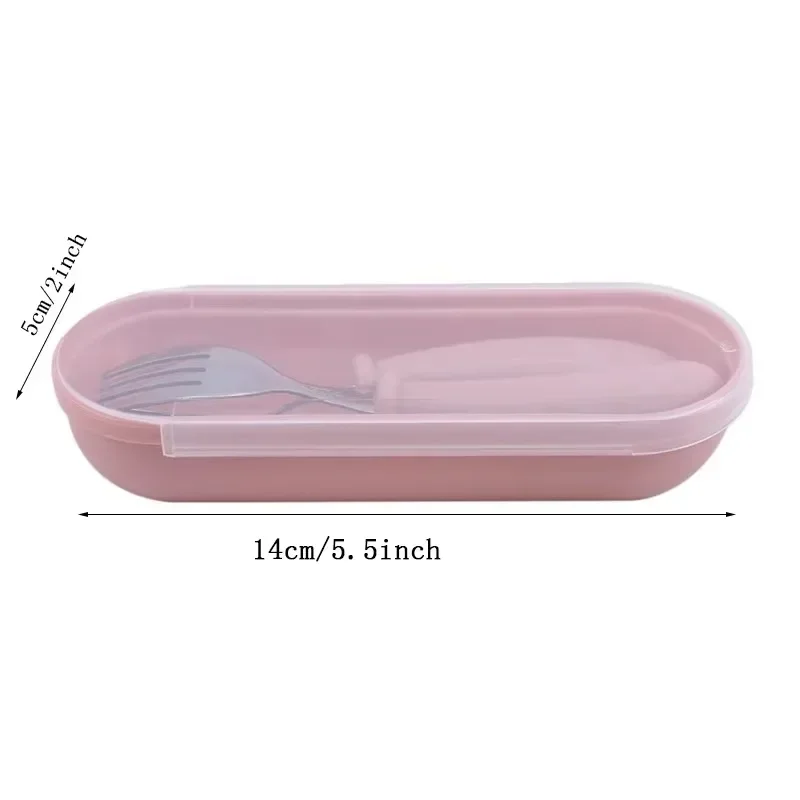 3 pcs Spoon and Fork Case Cartoon Portable Table Utensils Round Handle Spoon and Fork Case