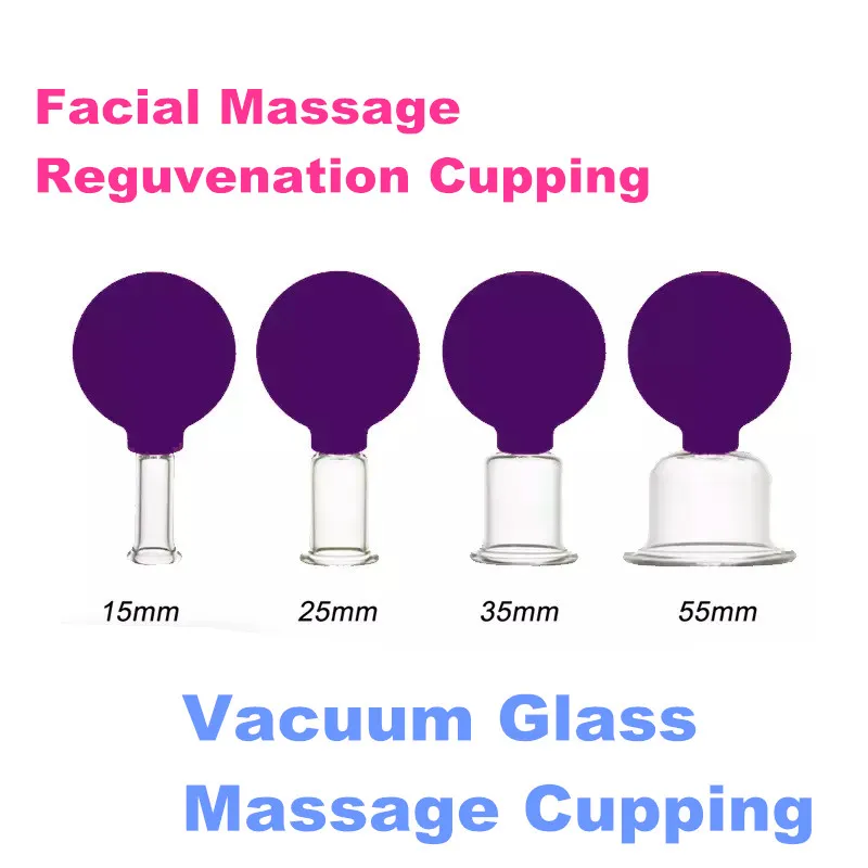 

4pcs Facial Massage Reguvenation Vacuum Cupping Cups Set Rubber Head Anti Cellulite Massage Chinese Therapy Face Cupping Cans