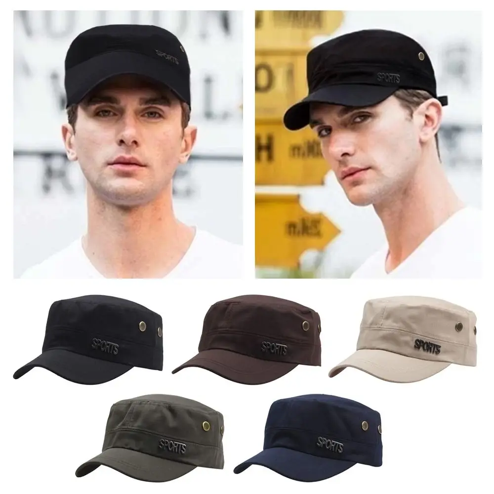 

Outdoor Fisher Army Hats Summer Sunscreen Women Men Flat Top Caps Men Military Cap Bone Cap Cadet Hat