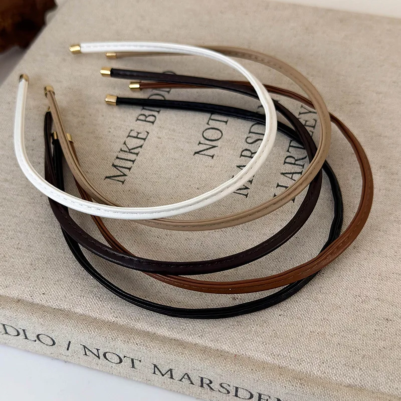 Leder-Stirnband für Frauen, 2025, neue einfarbige Haarbänder, elegante Kopfbedeckung, weibliche Haar-Accessoires, waschbares Gesichts-Haarband – Detail 3