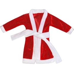 Festive Christmas Doll Pajamas and Night Robe Set - Holiday Accessories and Bathrobe Gift Set - S (Red)