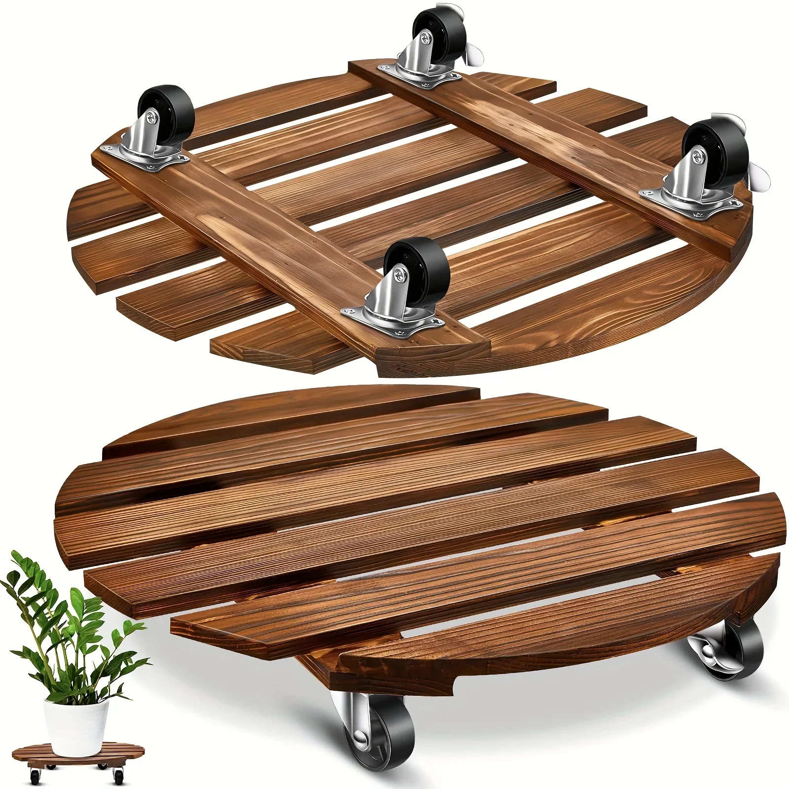 Plant Stand Cart with Wheels Heavy-duty Round Metal Lockable