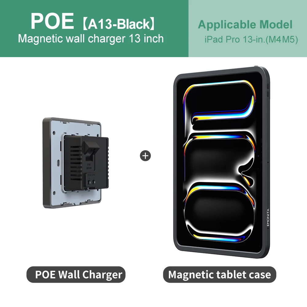 에모니타 벽걸이 충전기 & 아이패드 충전 케이스 PoE & DC 최대 18W 고속 충전 태블릿 홀더 (강력 자석 360도 회전) °  회전 - AliExpress