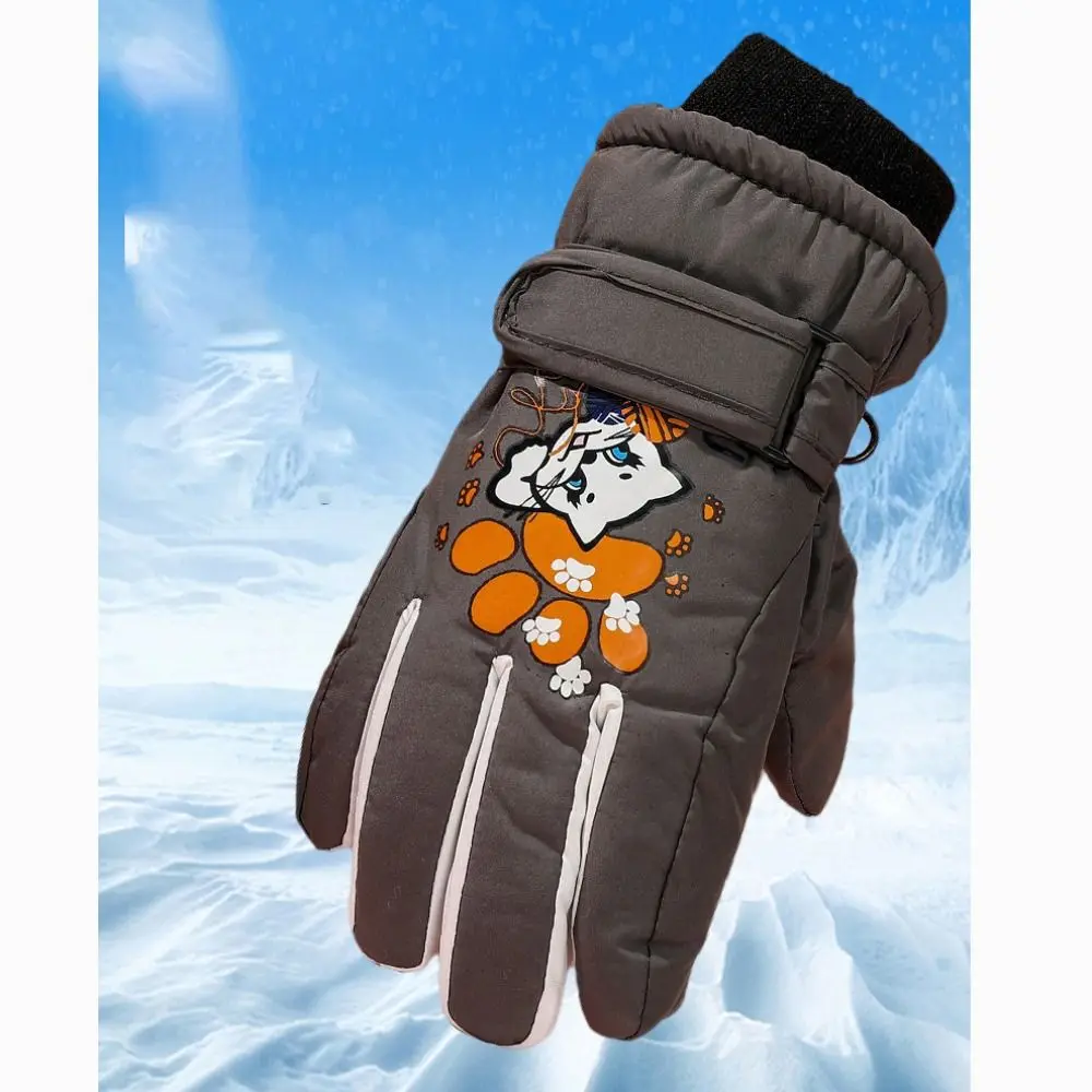 Waterproof Children Winter Ski Gloves Finger Warmer Snow Snowboard Kids Glove Anti-slip 5-10 Years Old Full Finger Ski Gloves
