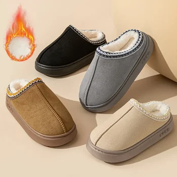 Women's Comfort Lined Slippers Soft Sole Winter Warm Indoor Outdoor Shoes Elegant Couple Slippers