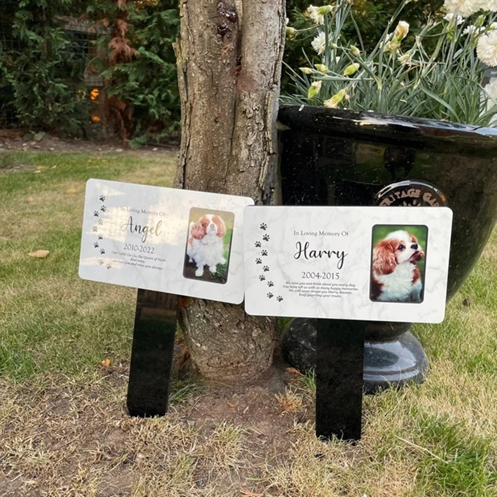 Pet Memorial Wooden Stake Grave Marker Pet Gravestones Cat Dog Souvenirs Loss Add Photo And Text Memorial Gifts