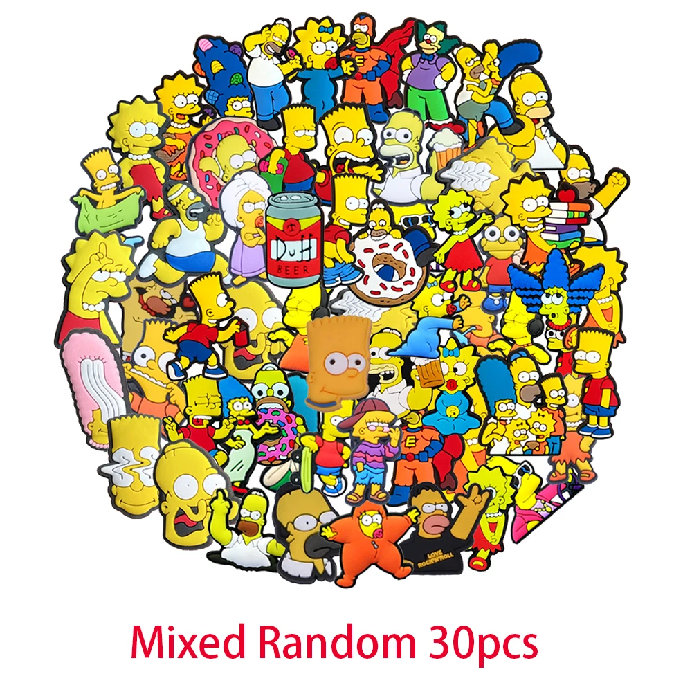 1-100pcs Cartoon Wacky Simpson Anime Series PVC Shoe Charms Accessories DIY Creativity Sandal Wristbands Party Decorations