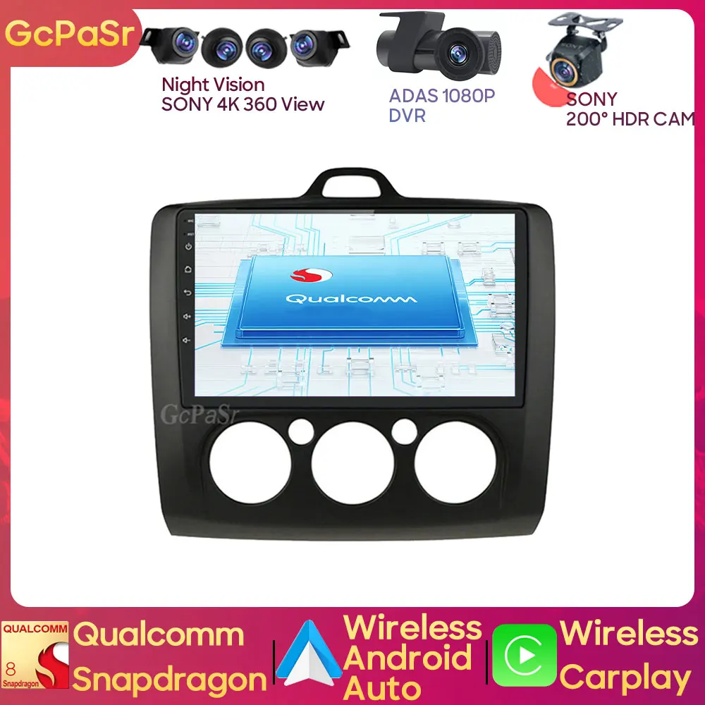 

Qualcomm Auto Car Radio Player For Ford Focus EXI MT 2 3 Mk2 2004 - 2011 Android Navigation Audio Carplay BT GPS CPU NO 2din DVD