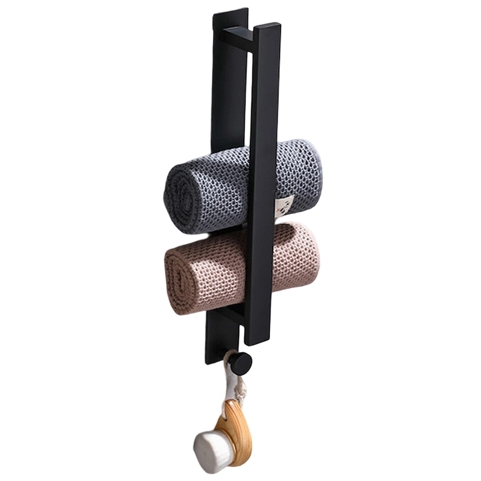 Stainless Steel Without Drilling Bathroom Towel Rail Kitchen Matte Black  Convenient With Hook Self Adhesive Horizontal Vertical - AliExpress