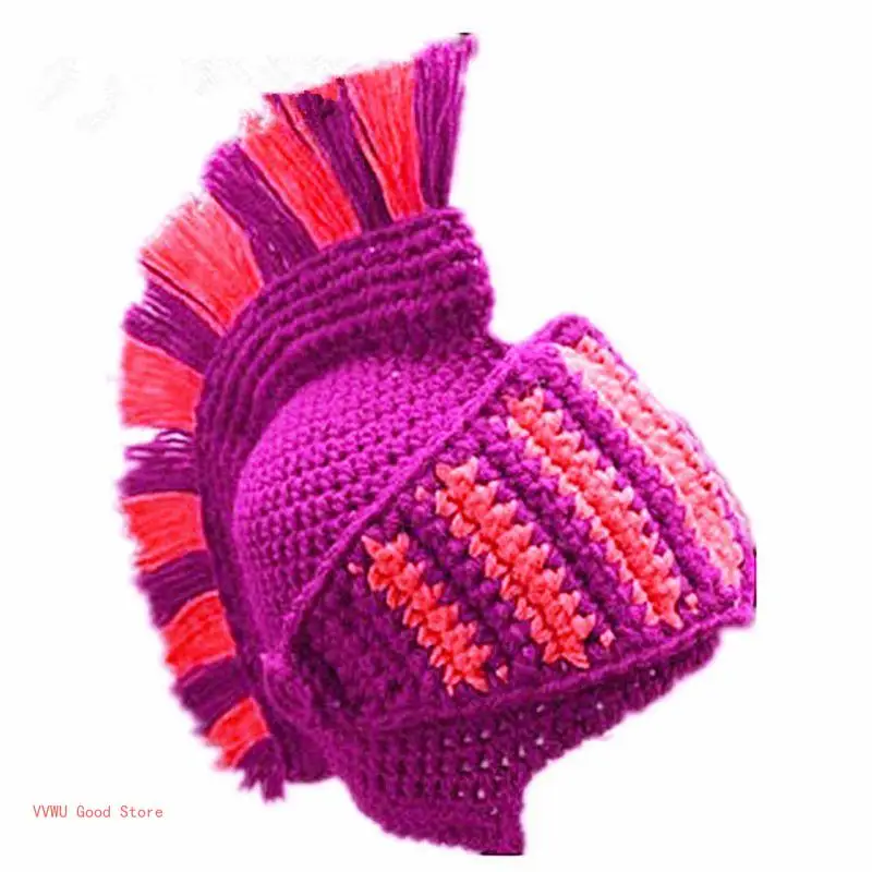 Men Women Hat Beanie Crochet Knit Roman Cosplay Knight Earflap Helmet 5