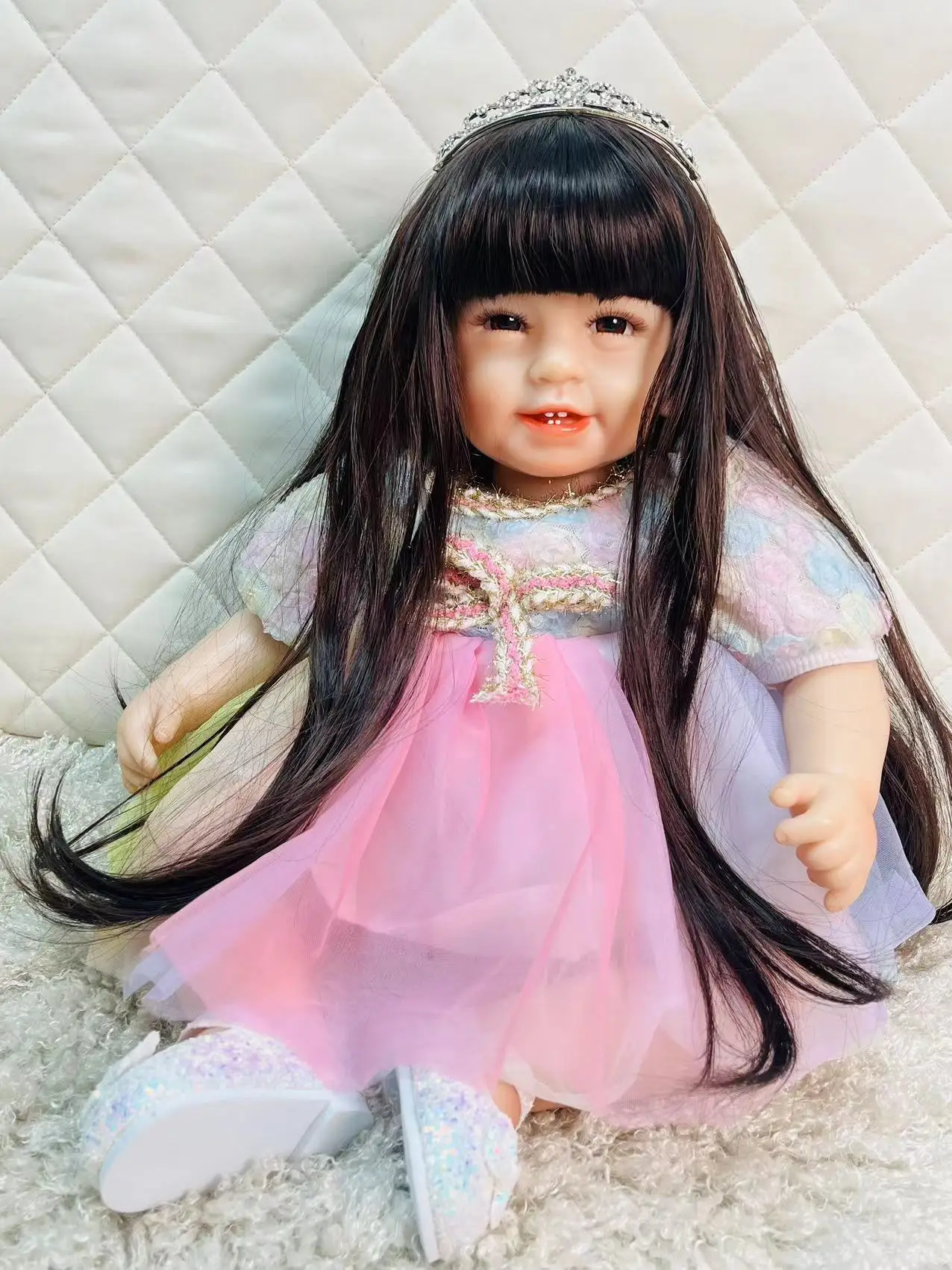 Realistic Smiling Princess Reborn Baby Dolls KEIUMI 55 cm Silicone Vinyl Cloth Body Newborn Dolls Girl Partner DIY Birthday Gift images - 6