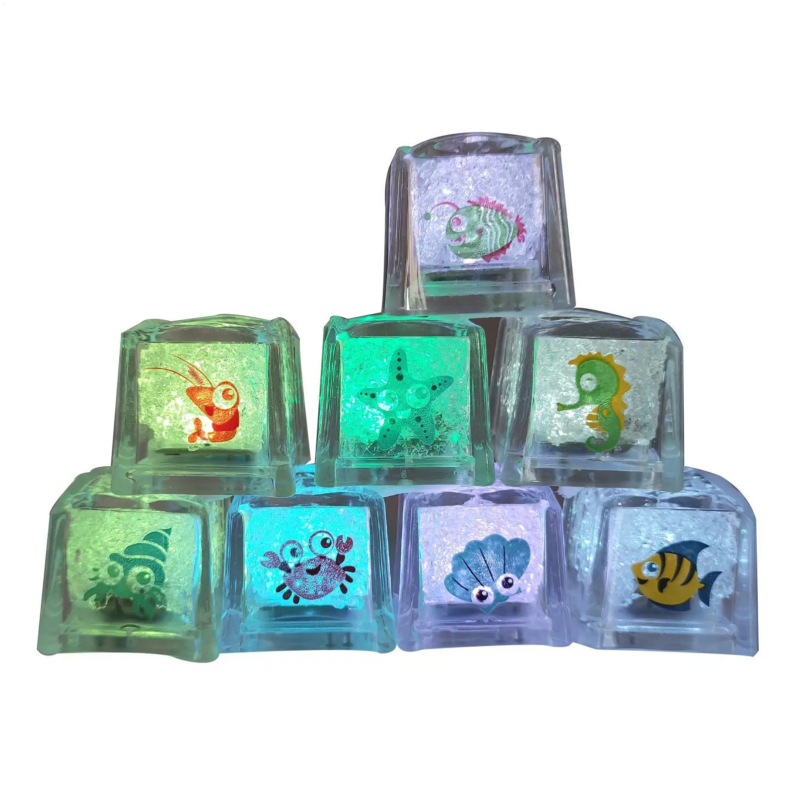 Light Up Cubes For Bathtub Kids LED Glow Ice Cubes Multicolor Bath Cubes Water Activated Light Up Bath Cubes For Kids Family