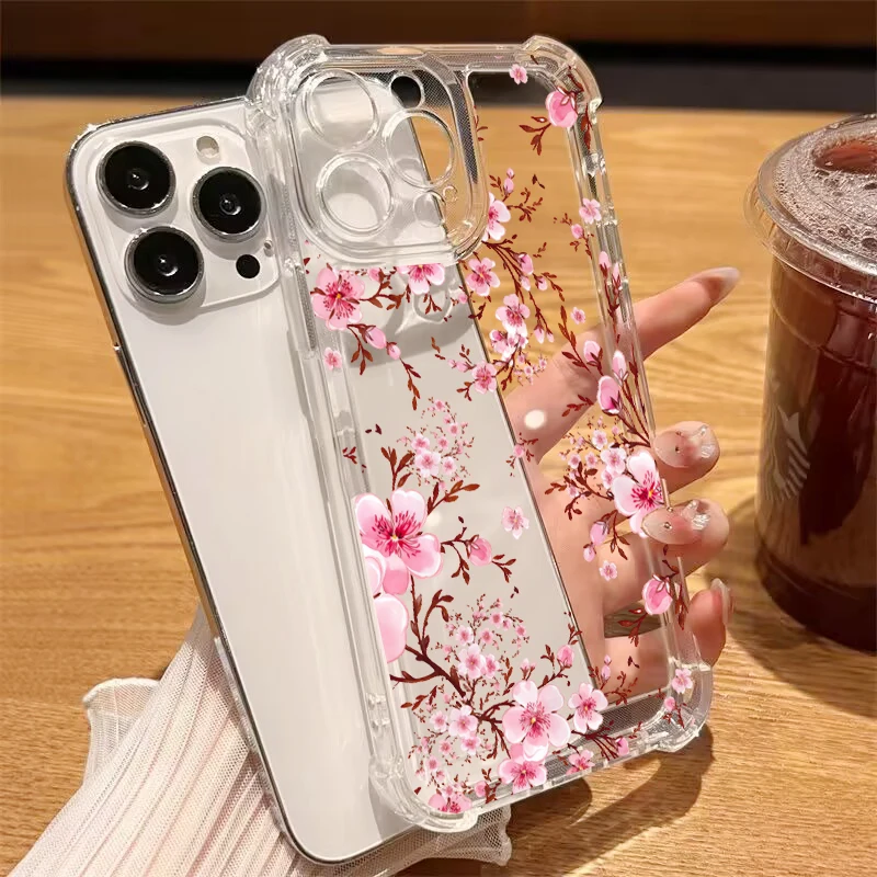 Plum Blossom Transparent Flower Phone Case
