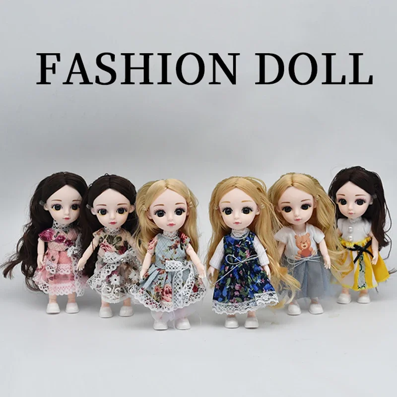 1/12 BJD Doll Joint Movable Simulation Doll Figures 16CM Body Model Dress Up Skirts Shoes Children Play House Toy Girl Gift