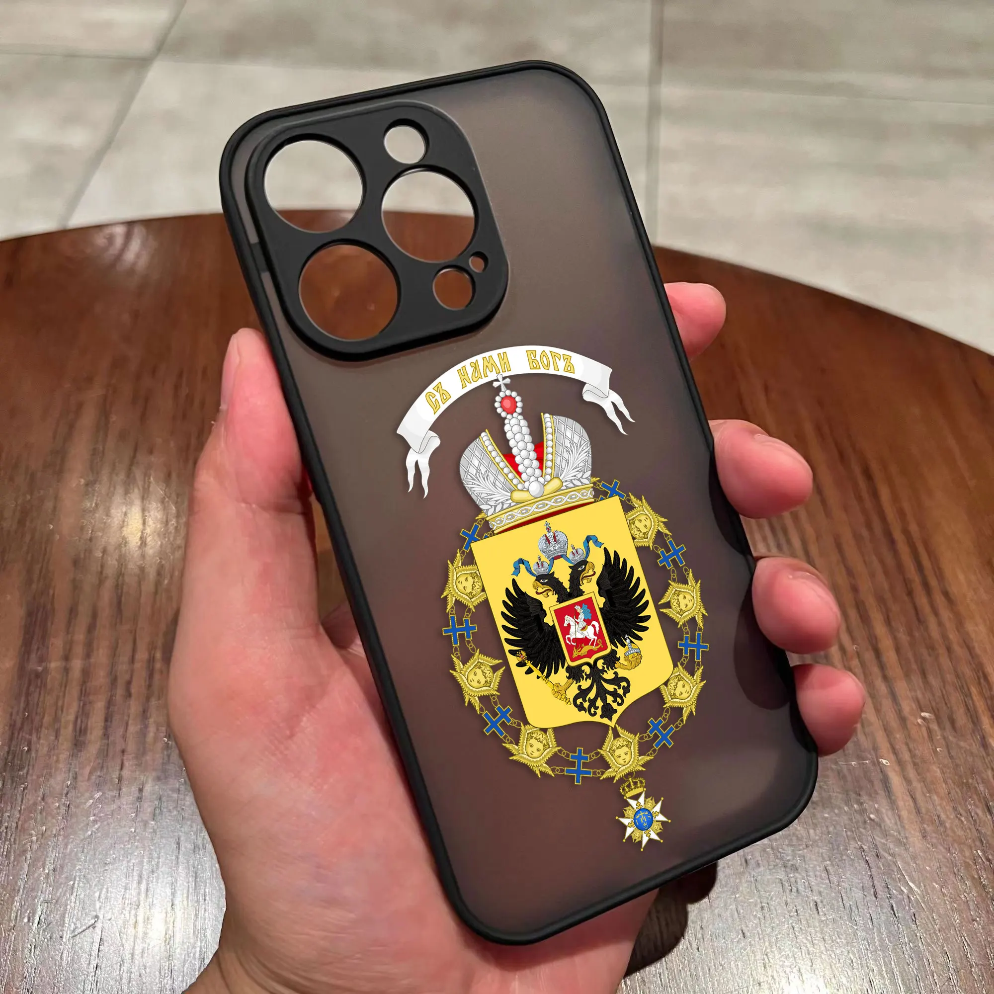 thumbnail image 1 of Funda de teléfono mate con emblema de banderas rusas de pájaros de dos cabezas para iPhone Apple 14, 13, 11, 12 MINI Pro, XS Max, XR, X, 7, 8, SE, 2022, 6, 6S, 1 of 5