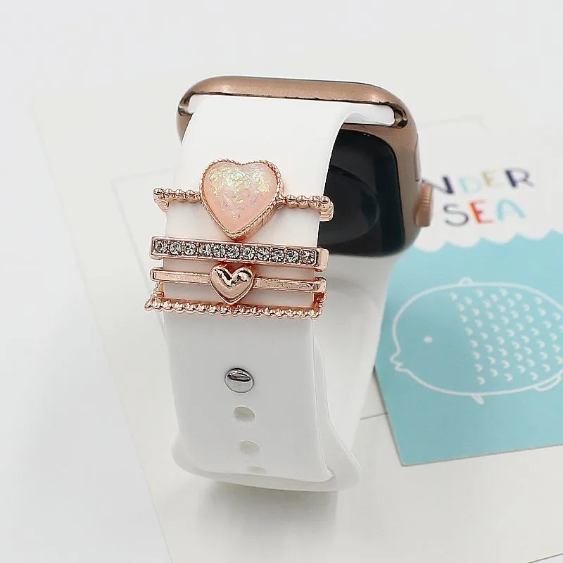Metal Charms Decoration For Apple Watch Strap 5 Pcs Diamond Jewelry Ring for Iwatch Samsung