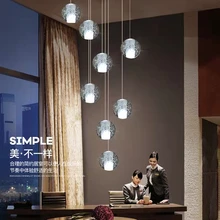 

Modern Crystal Glass Ball LED Pendant Lamp Multiple Staircase Lamp Bar Hanging Light For Hotel Villa Duplex Apartment Chandelier