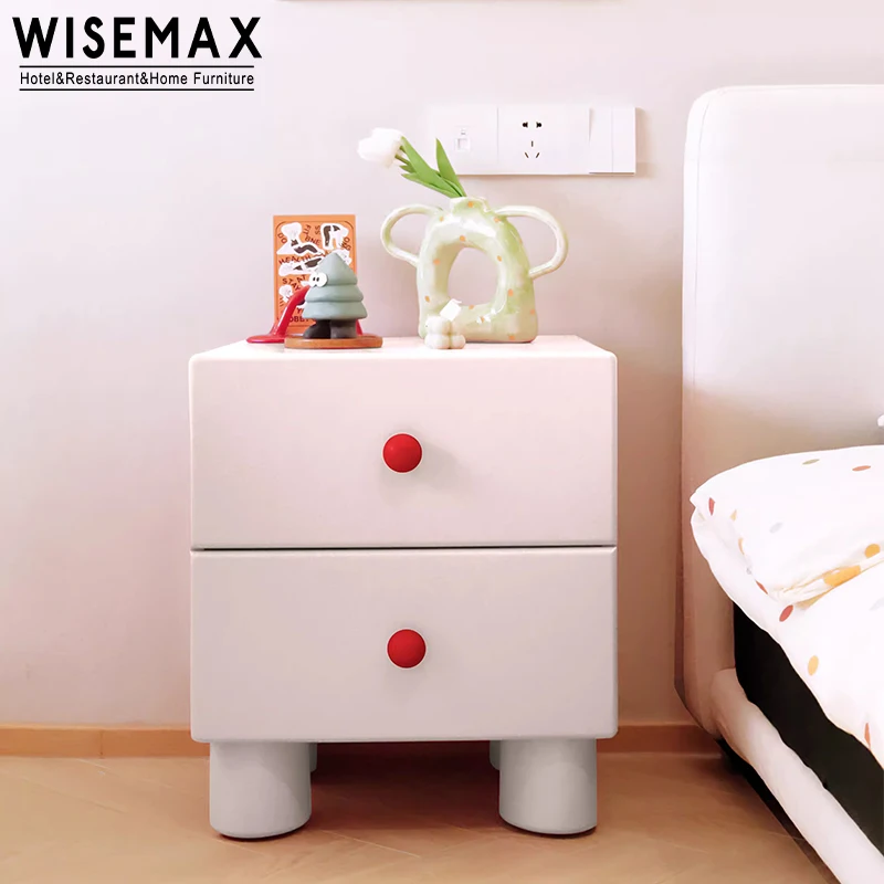 Kid nordic simple design home kid bedside table solid wood frame colorful children nightstand for living room