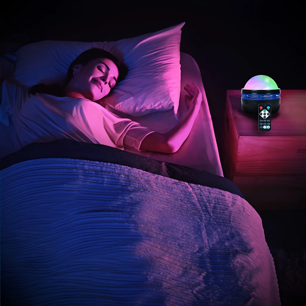 LED Starry Sky Galaxy Ocean Wave Projector Light Remote Control 7Modes Night Lamp USB Plug-in Auto Rotate for Room Ceiling Party