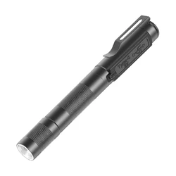 USB Rechargeable Waterproof Mini LED Penlight with Clip and Zoom Feature (Black)