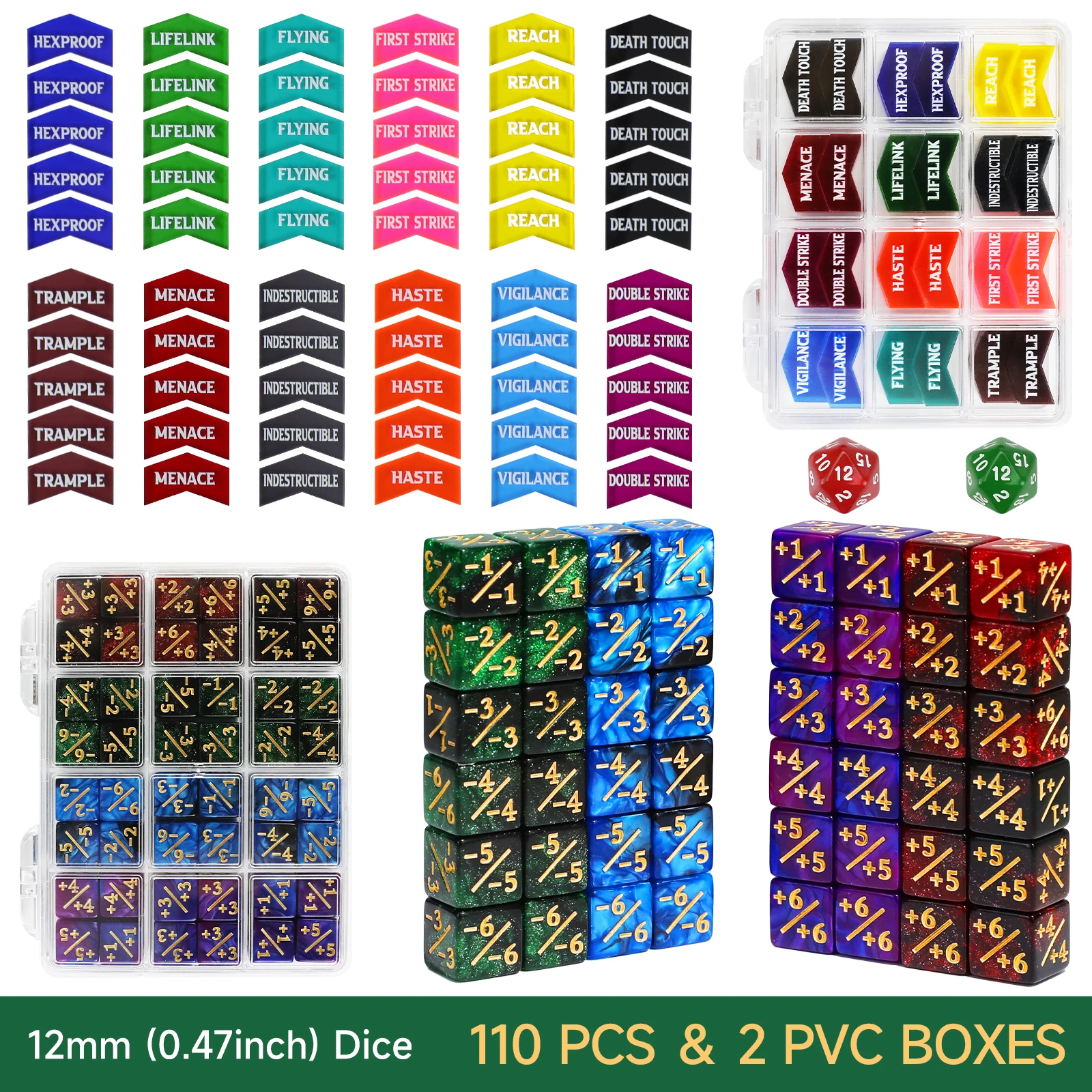 110個入りMTGダイストークンセット キーワードカウンター +1/+1 & -1