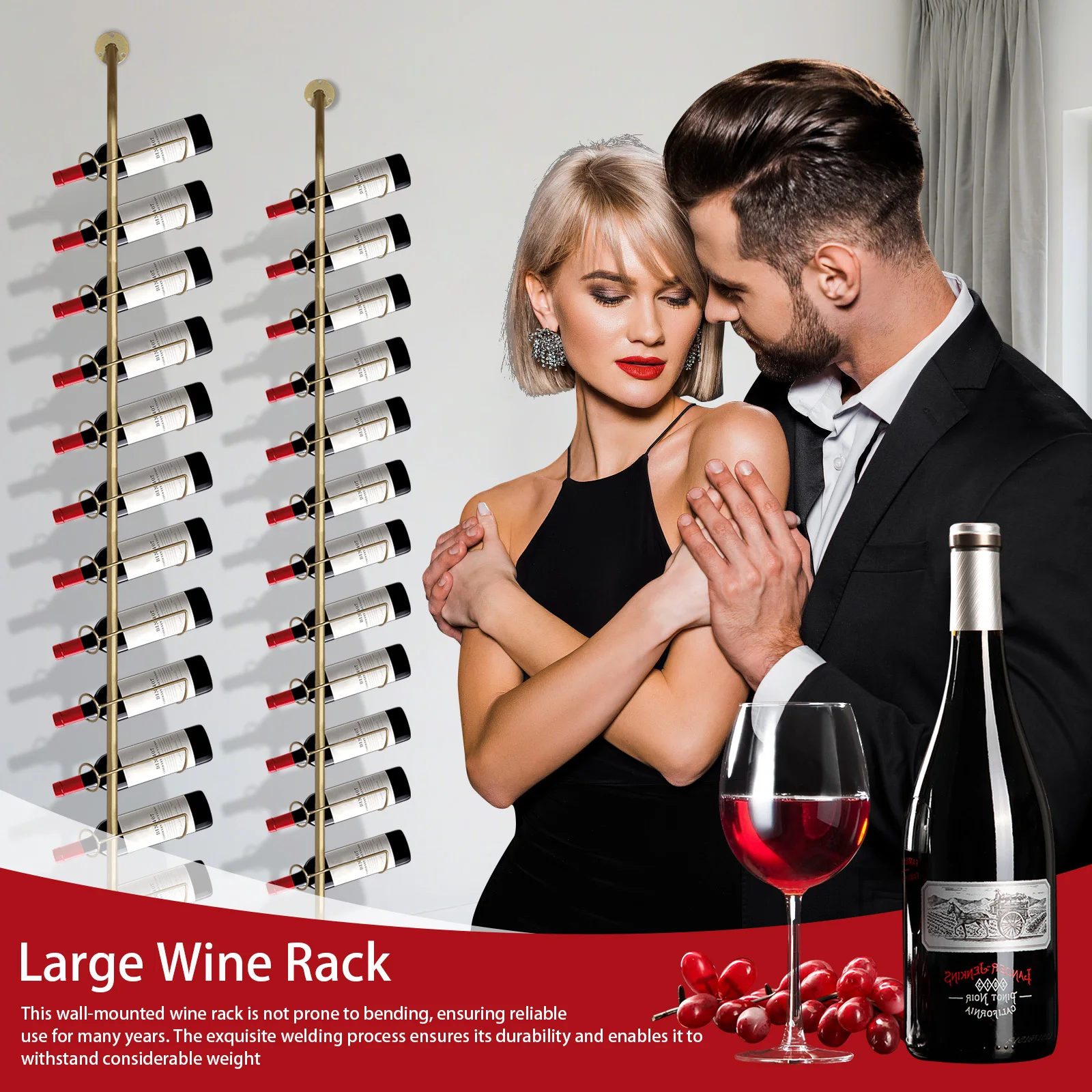 Iron Wall Mounted Wine Rack Holder for 60 Bottles