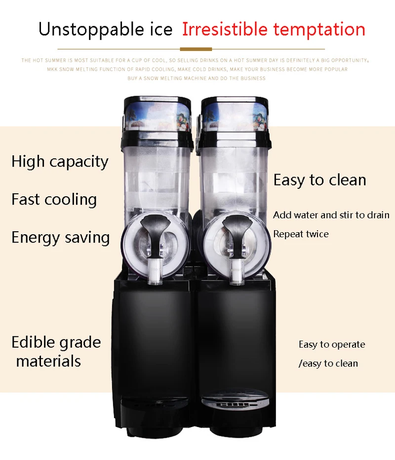 Description Picture 5 of itemSlush Machine Commercial Snow Melting Machine Mud Ice Beverage Cold Drink Machine Slush Ice Cream Machine Double Tank Single Jar