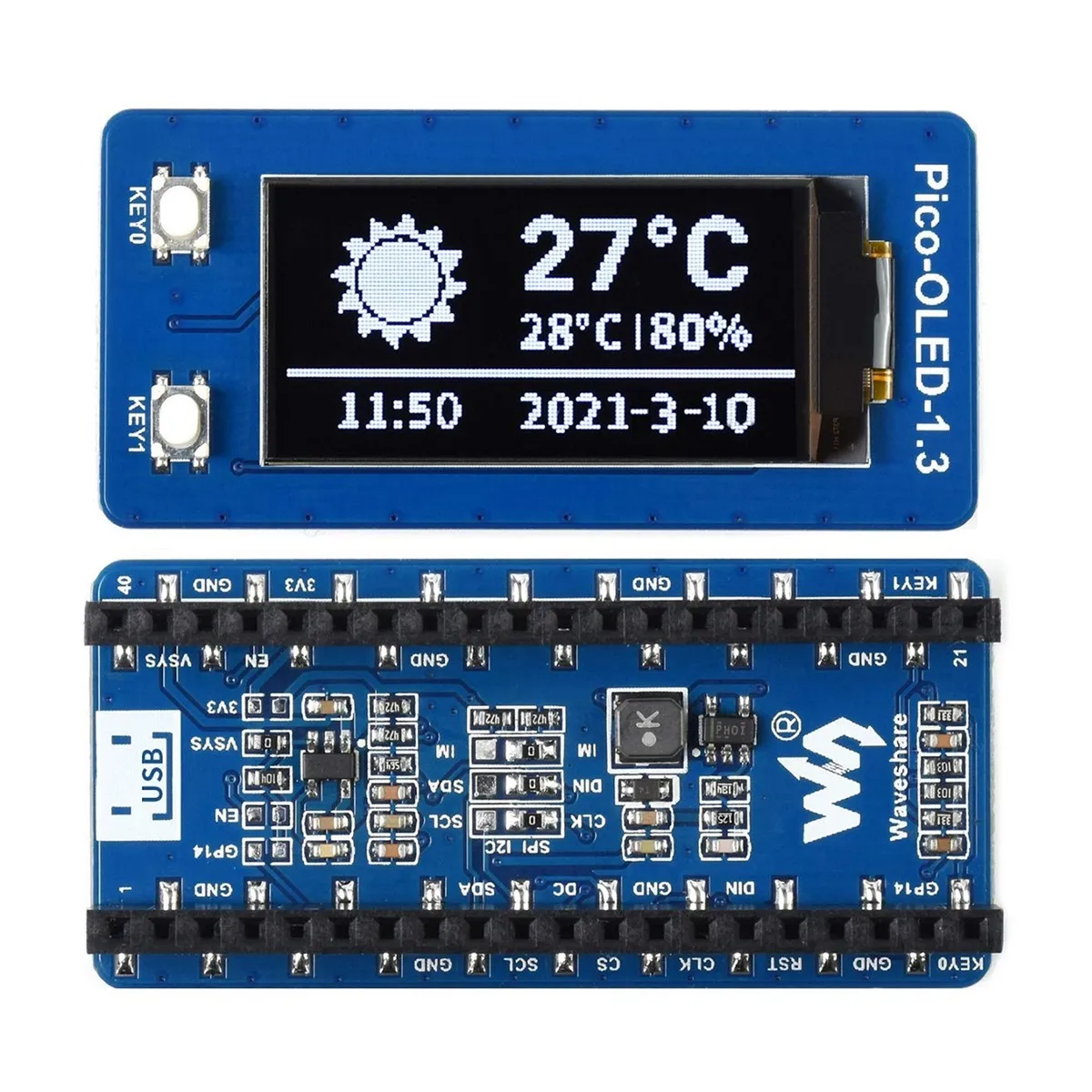 Waveshare OLED ÷ ,    ũƮѷ ,  SH1107 ̹, 64X128 ȼ, 1.3 ġ