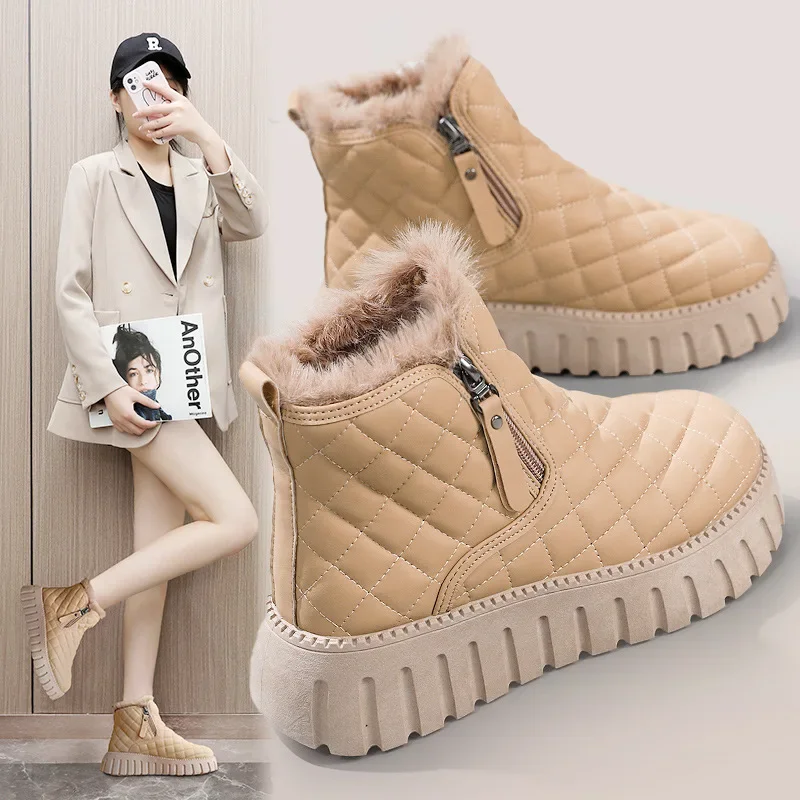 

New Women Snow Boots Warm Comfortable Boots for Women Cotton Short Boots Platform Side Chain Ladies Boots Winter Women’s Shoes