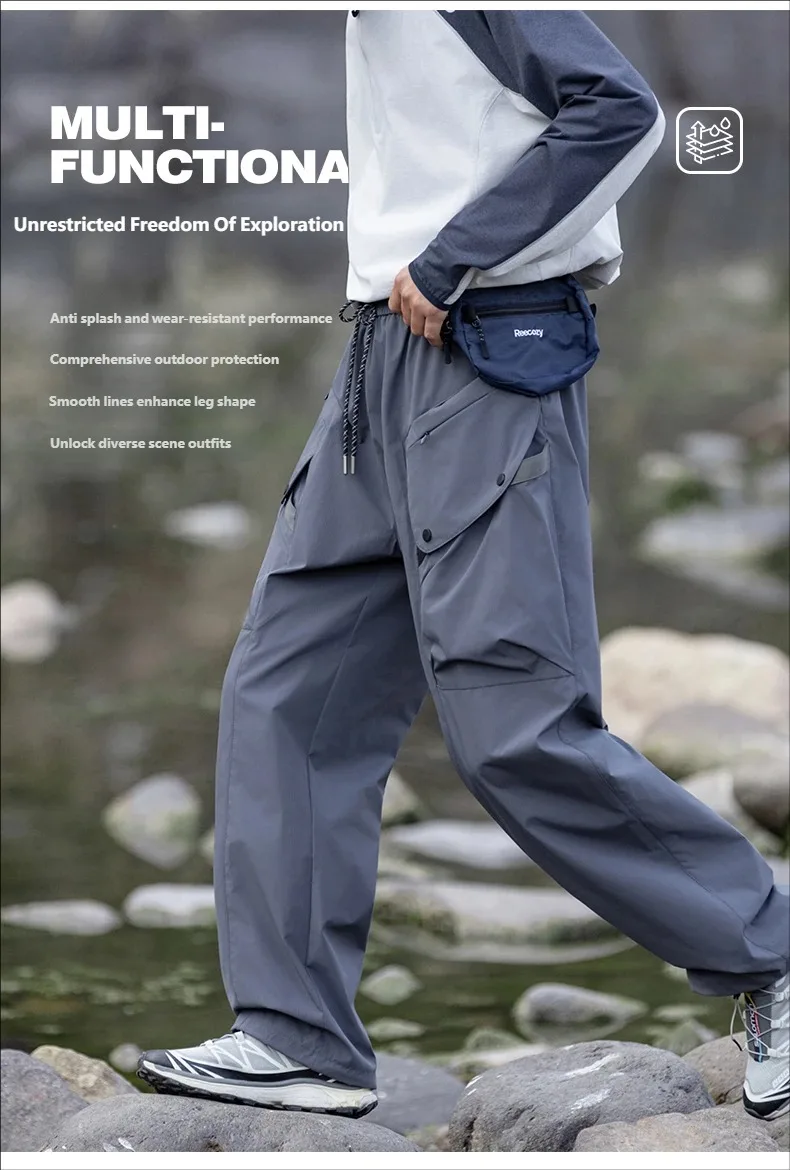 Men's Green Quick Dry Cargo Hiking Pants with Drawstring Waist