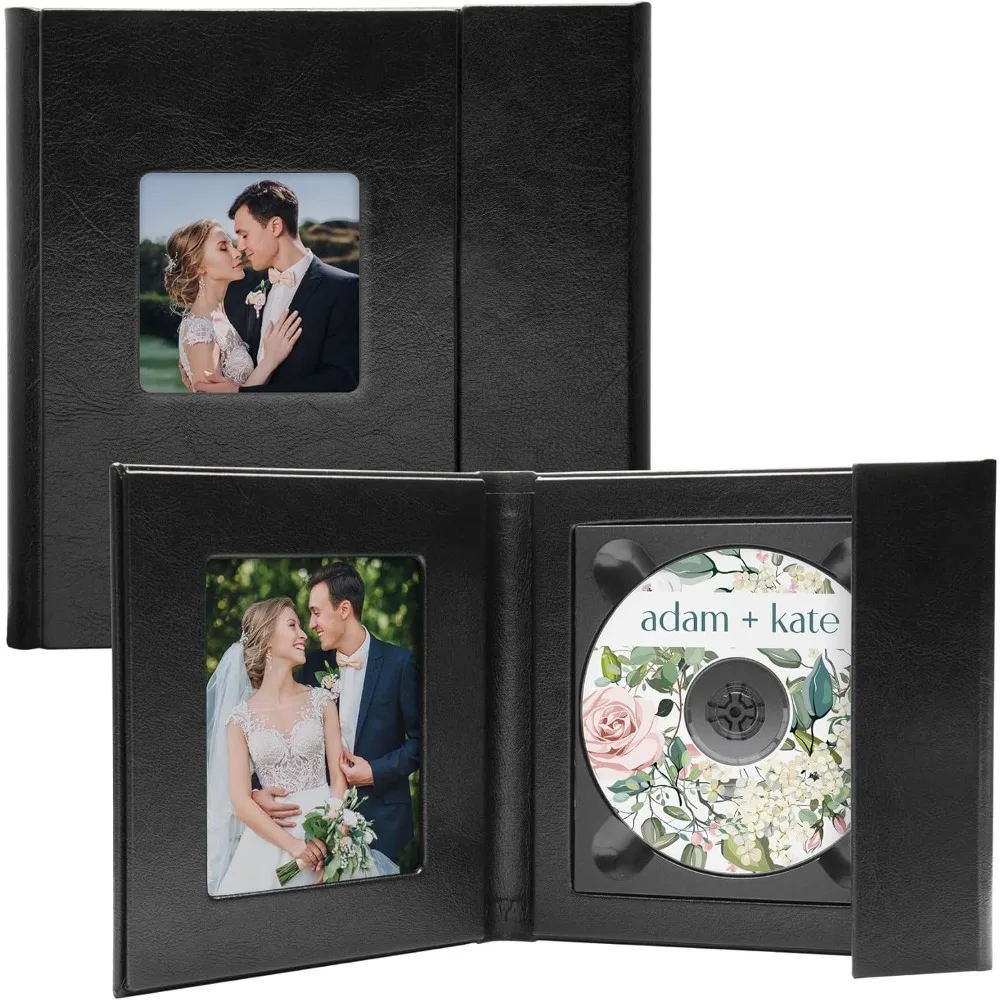 Faux Leather Supreme CD/DVD Holder with 2.5" x 2.5" Photo Cover