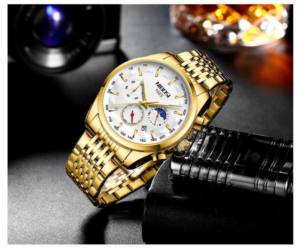 NIBOSI 2022 Relogio Masculino Fashion Brand Luxury Mens Watches Stainless Steel Waterproof Sports Quartz Men Watch For Gift Box