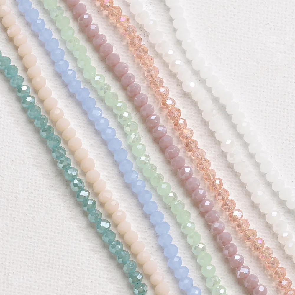 Crystal Glass Rondelle Beads Faceted Round Loose Spacer for Jewelry Making DIY Bracelet Necklace Accessories 1 Strand