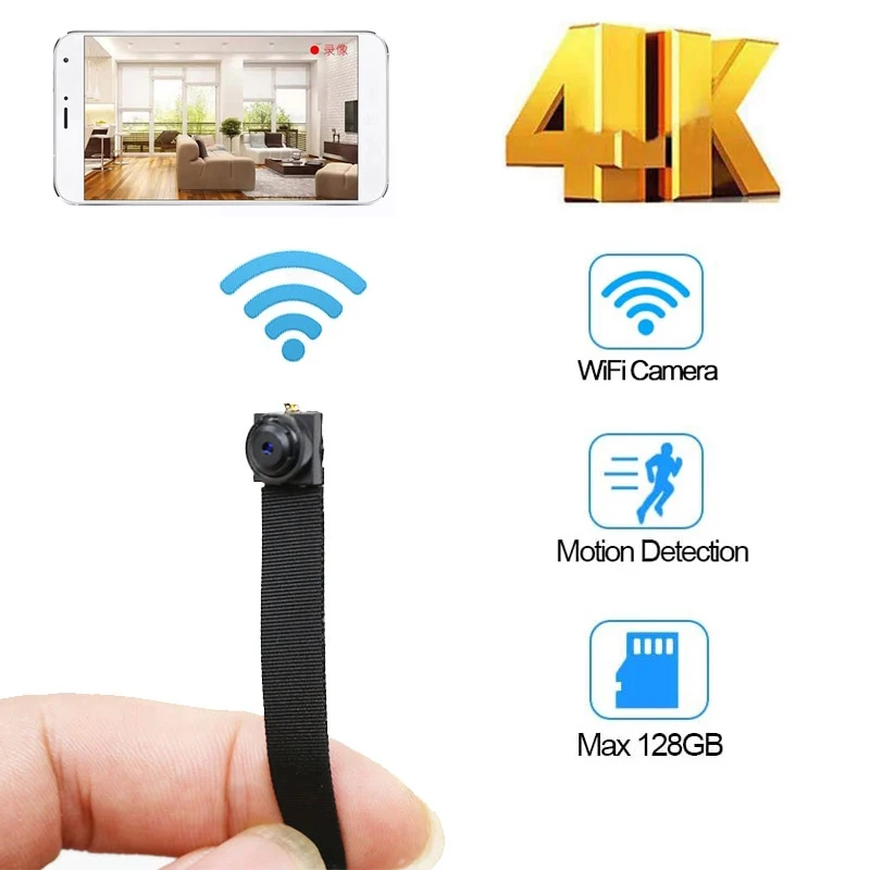 4K WiFi HD Portable IP Mini Camera Night vision Remote View P2P Wireless Micro webcam Camcorder Video Suport Hidden tf card | Электроника