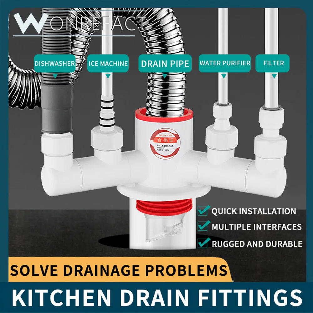 

Kitchen Pipe Drainage Connector Multi-port Drainage Anti-odor and Anti-insect Kitchen Water Purifier Dishwasher Drainage Accesso
